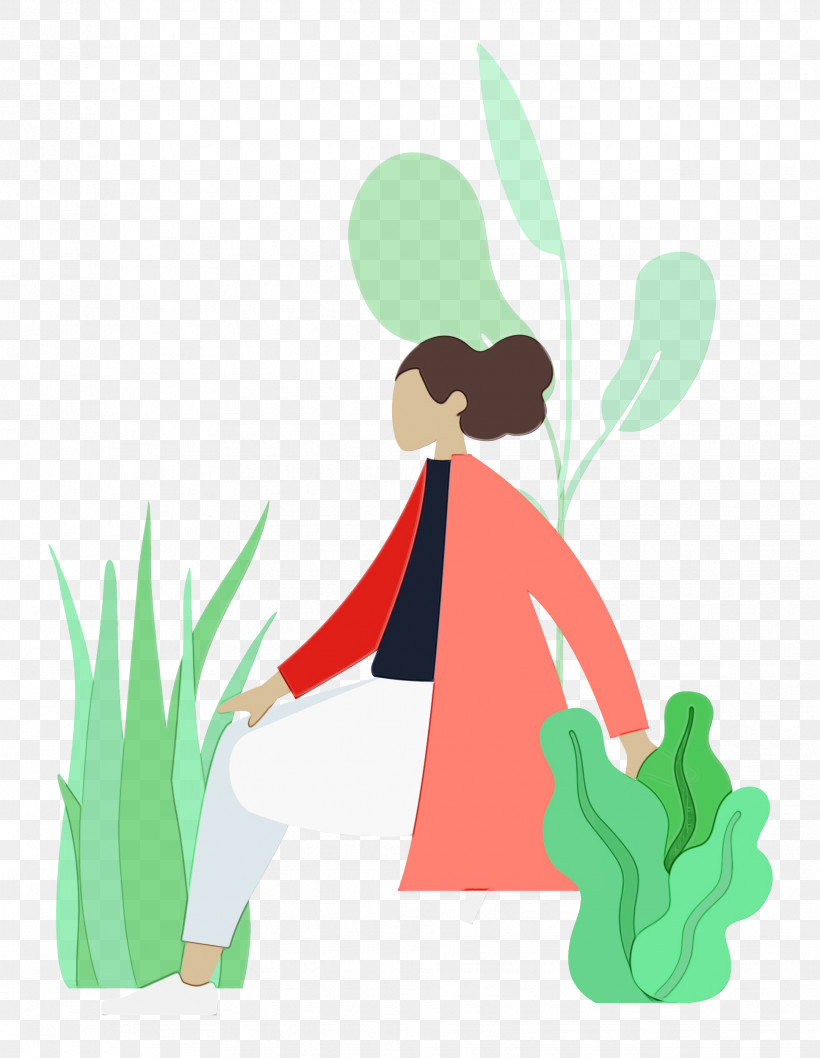 Cartoon Character Leaf Green H&m, PNG, 1937x2500px, Resting, Behavior, Cartoon, Character, Flower Download Free