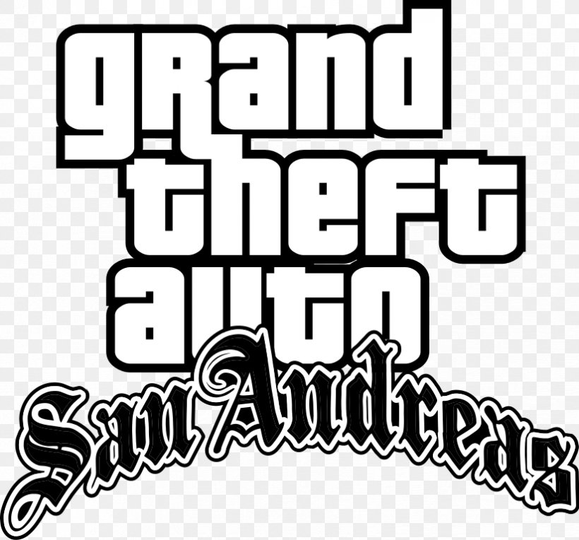 Grand Theft Auto: San Andreas Grand Theft Auto V Grand Theft Auto: Vice City Grand Theft Auto Online Grand Theft Auto III, PNG, 824x768px, Grand Theft Auto San Andreas, Area, Black, Black And White, Brand Download Free