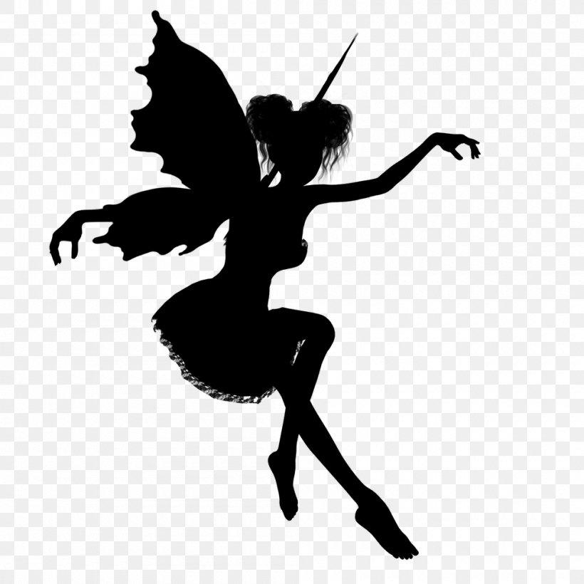 Tinker Bell Peter Pan Tooth Fairy Silhouette, PNG, 1000x1000px, Tinker Bell, Art, Ballet Dancer, Black, Black And White Download Free
