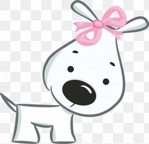 Hand Drawn White Puppy Bow - Dog Valentines Day Happiness Birthday Greeting Card PNG