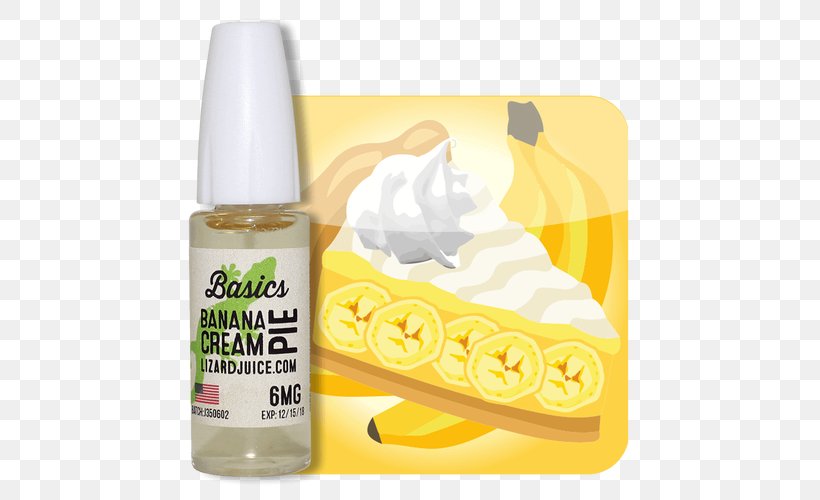 Juice Flavor Cream Pie Electronic Cigarette Aerosol And Liquid Custard, PNG, 500x500px, Juice, Aerosol, Banana, Banana Custard, Bottle Download Free