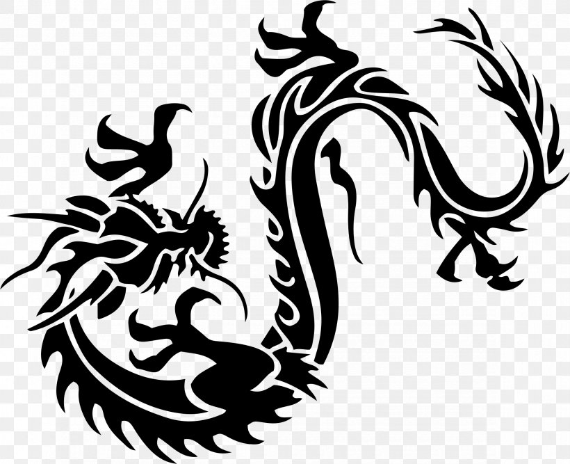 Dragon Tattoo Clip Art, PNG, 2350x1912px, Dragon, Art, Black And White, Fictional Character, Legendary Creature Download Free
