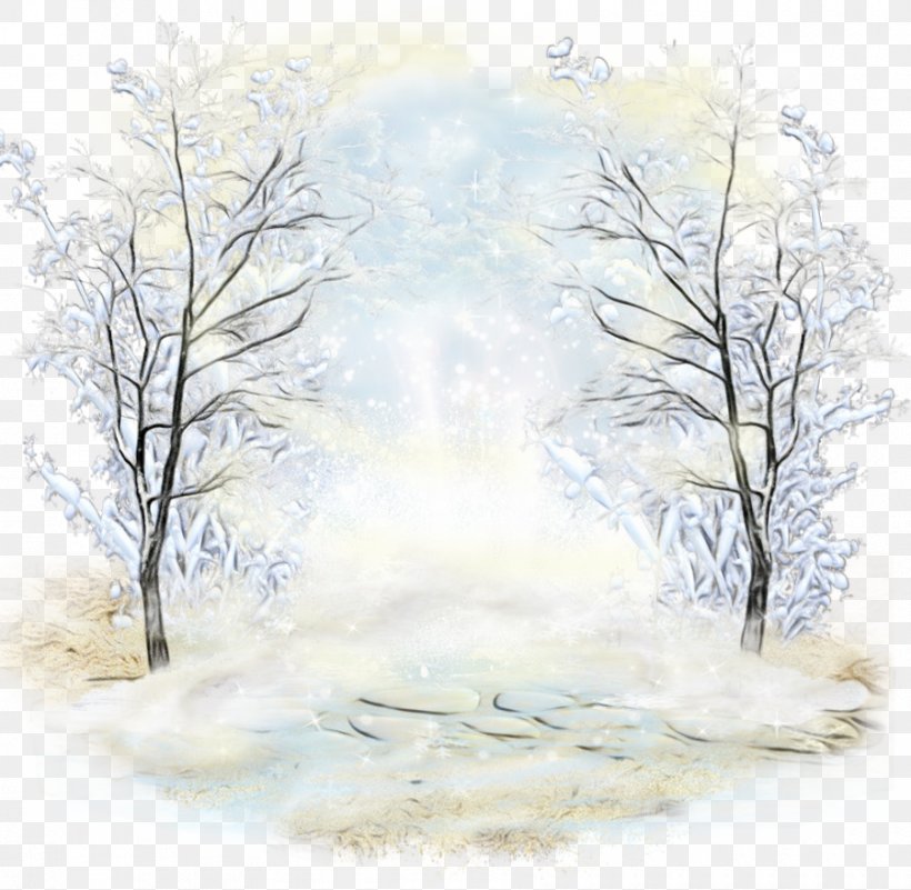 Tree Atmospheric Phenomenon Branch Sky Winter, PNG, 900x880px, Watercolor, Atmospheric Phenomenon, Branch, Forest, Landscape Download Free