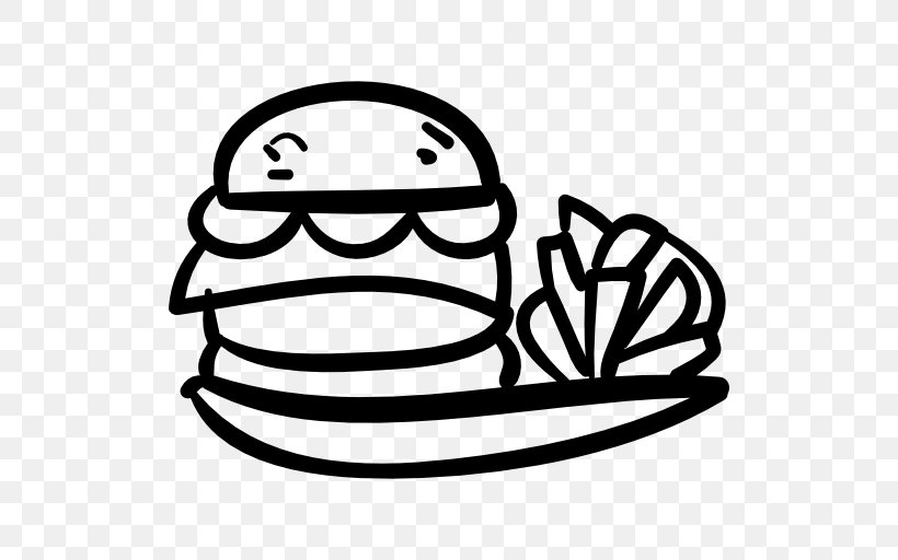 Hamburger French Fries Junk Food Drawing, PNG, 512x512px, Hamburger, Animated Film, Area, Black And White, Bread Download Free