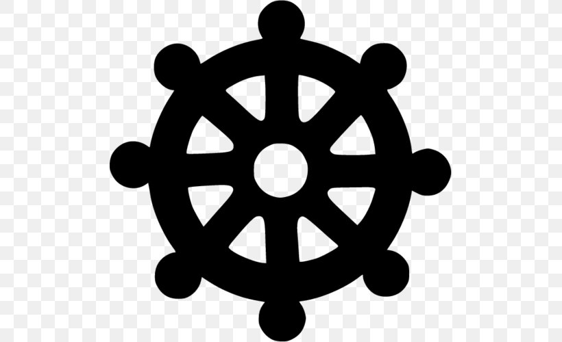 Dharmachakra Buddhism Clip Art, PNG, 500x500px, Dharmachakra, Art, Black And White, Buddhism, Buddhism And Hinduism Download Free