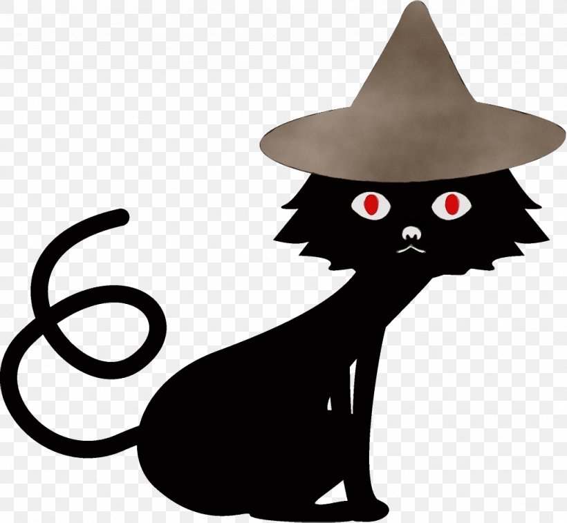 Black Cat Witch Hat Cartoon Cat Costume Hat, PNG, 1026x948px, Watercolor, Black Cat, Cartoon, Cat, Costume Hat Download Free