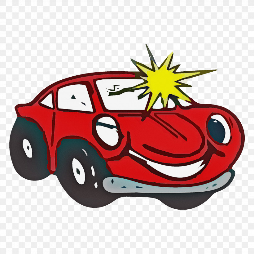 Cartoon Red Vehicle Car Sticker, PNG, 2501x2501px, Cartoon, Car, Compact Car, Red, Smile Download Free