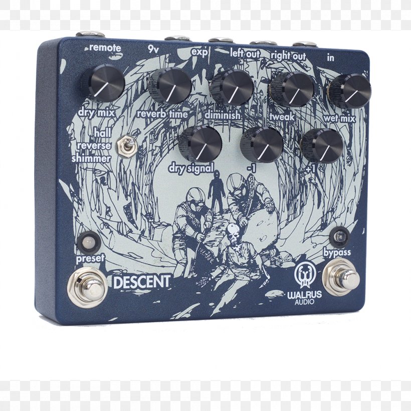 Effects Processors & Pedals Reverberation Walrus Audio Descent Sound Electric Guitar, PNG, 1000x1000px, Effects Processors Pedals, Brand, Delay, Disc Jockey, Distortion Download Free