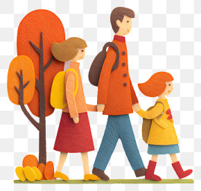Family Walking In Autumn Park - Family Walking In Autumn PNG