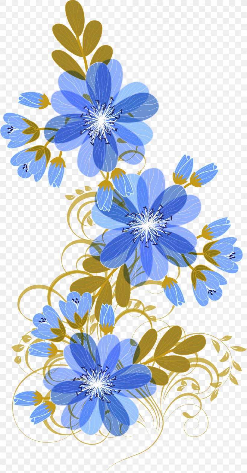 Floral Design Blue Flower, PNG, 2000x3826px, Floral Design, Art, Blue, Blue Flower, Blue Ribbon Download Free