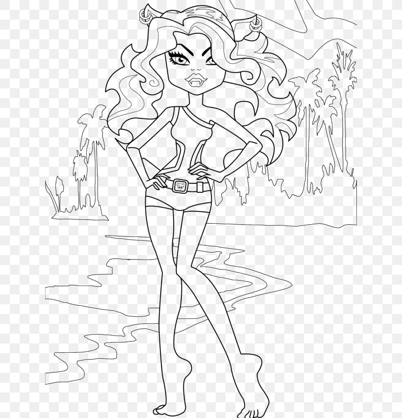Colouring Pages Coloring Book Monster High Clawdeen Wolf Doll Drawing Adult, PNG, 636x852px, Watercolor, Cartoon, Flower, Frame, Heart Download Free