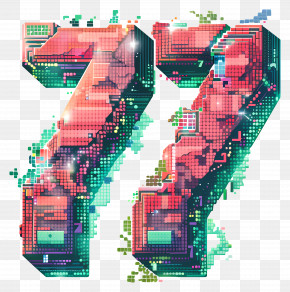 Number 77 - Digital Pixel Number 77 PNG