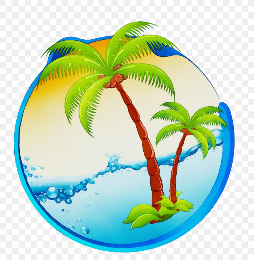 Palm Tree, PNG, 999x1024px, Watercolor, Arecales, Caribbean, Coconut, Paint Download Free
