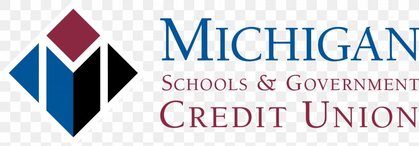 Logo Organization Michigan Schools And Government Credit Union Brand Font, PNG, 2425x849px, Logo, Area, Banner, Blue, Brand Download Free