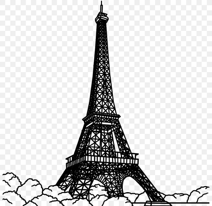 Eiffel Tower Black And White Clip Art, PNG, 800x800px, Eiffel Tower, Black And White, Drawing, Landmark, Monochrome Download Free
