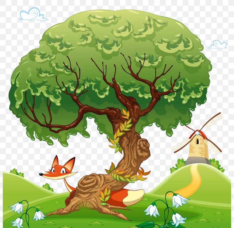 Tree Cartoon Illustration, PNG, 800x800px, Tree, Art, Branch, Cartoon, Ecosystem Download Free