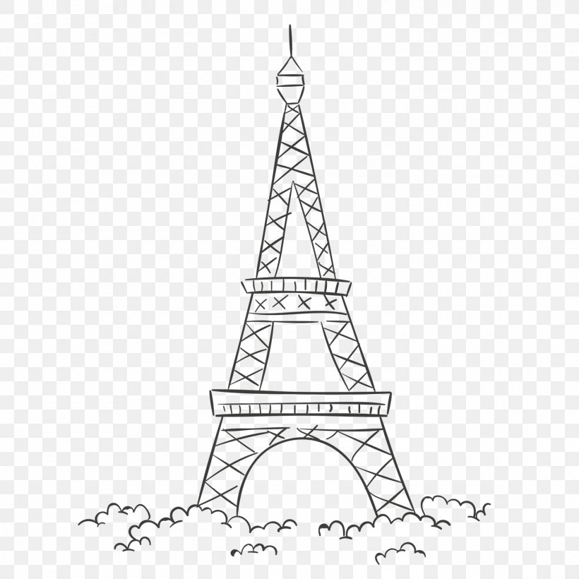 Eiffel Tower Drawing Monument Coloring Book Illustration, PNG, 1500x1500px, Eiffel Tower, Architecture, Area, Black And White, Building Download Free