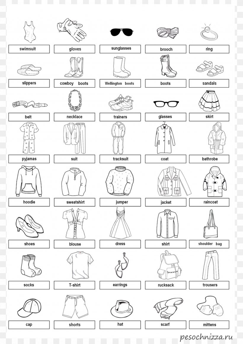 Vocabulary English Grammar Clothing Picture Dictionary, PNG, 2000x2829px, Vocabulary, Area, Article, Black And White, Child Download Free