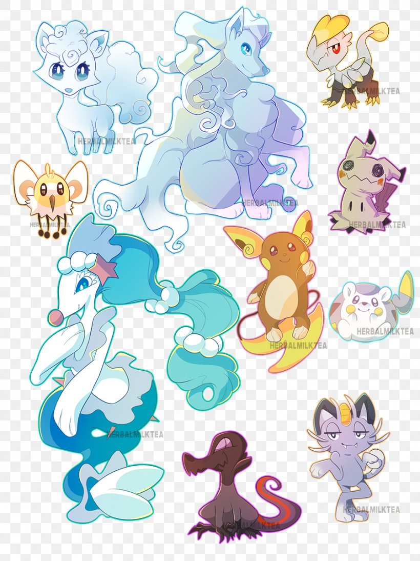 Pokémon Sun And Moon Alola Meowth Seahorse Vulpix, PNG, 899x1200px, Alola, Animal Figure, Area, Art, Artwork Download Free