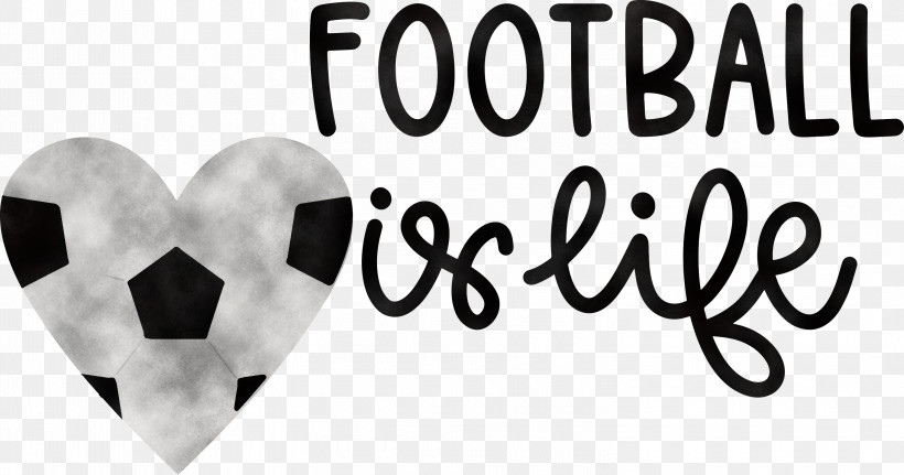 Football Is Life Football, PNG, 3000x1580px, Football, Black, Black And White, Heart, Human Body Download Free