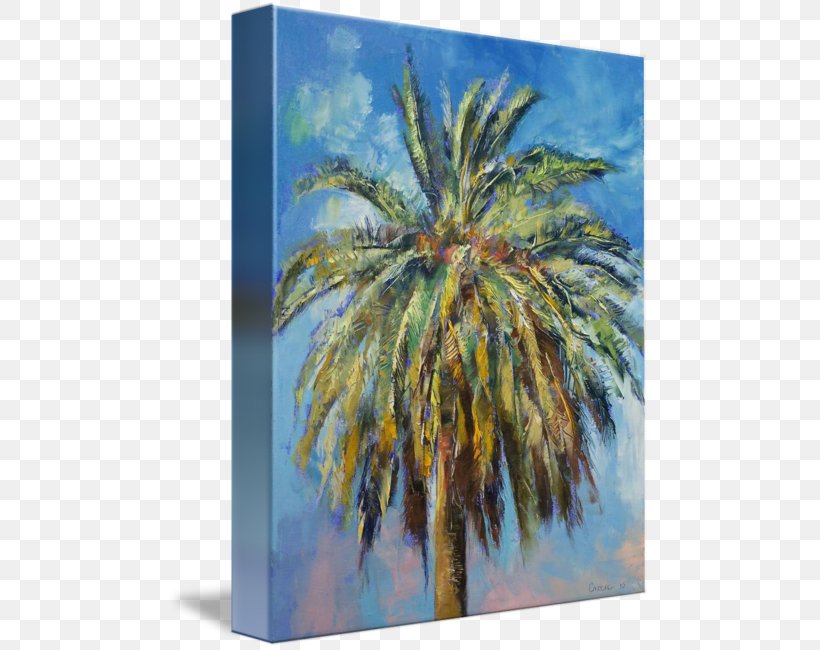 Date Palm Painting Canary Islands Canvas Print, PNG, 483x650px, Date Palm, Arecaceae, Arecales, Art, Canary Island Date Palm Download Free