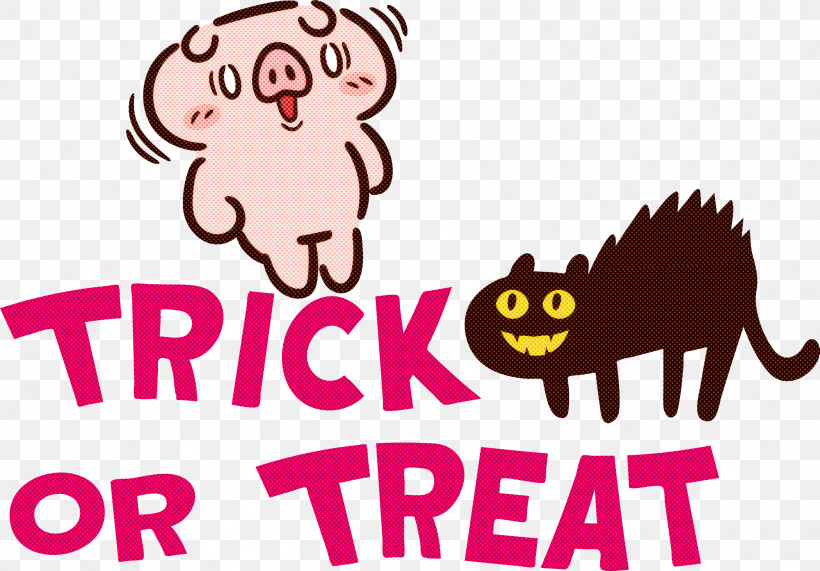TRICK OR TREAT Halloween, PNG, 2999x2090px, Trick Or Treat, Behavior, Cartoon, Cat, Halloween Download Free