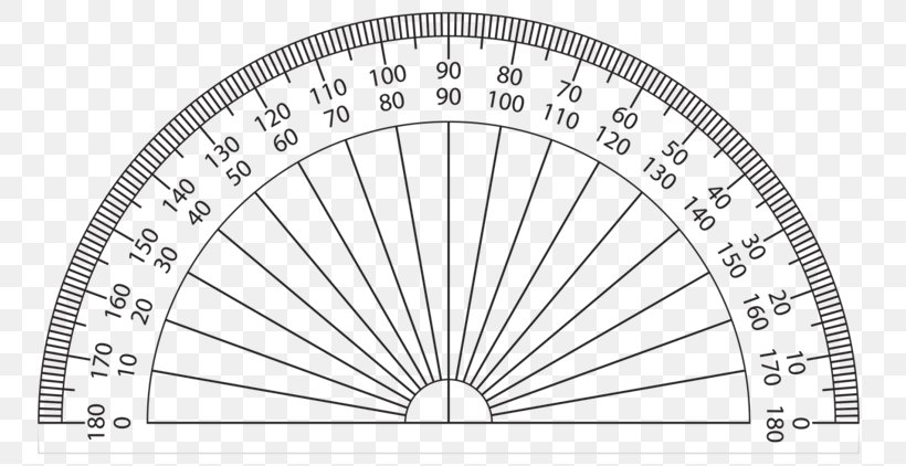 Protractor Geometry Mathematics Measurement Degree, PNG, 755x422px, Protractor, Area, Bicycle Part, Black And White, Compass Download Free