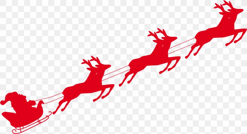 Santa's Sleigh, PNG, 1037x564px, Reindeer, Christmas, Deer, Gift, Mammal Download Free