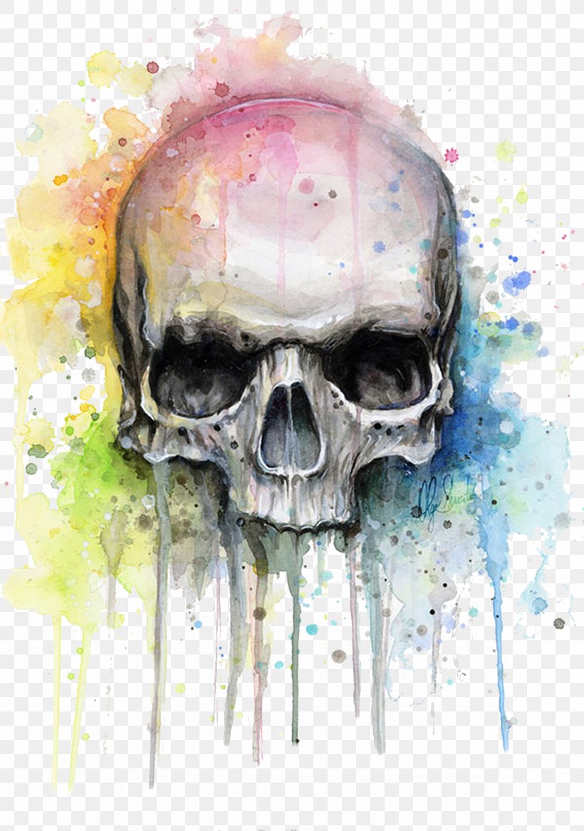 Watercolor Painting Skull Artist, PNG, 2362x3366px, Watercolor Painting, Acrylic Paint, Art, Artist, Bone Download Free