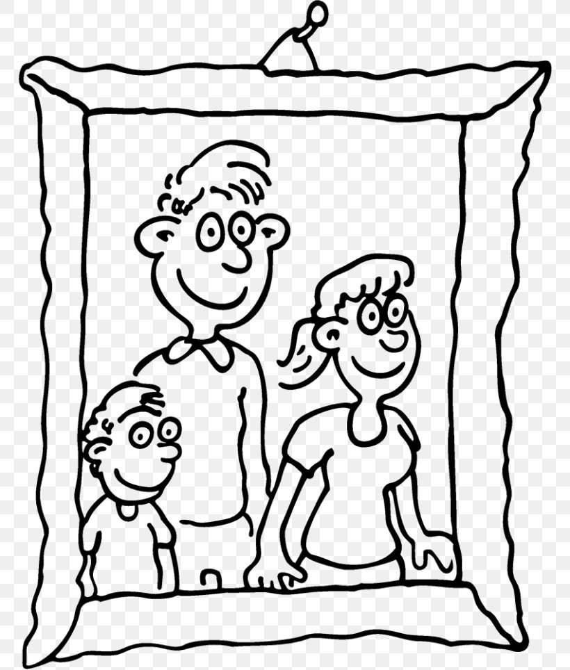 family cartoon clip art black and white