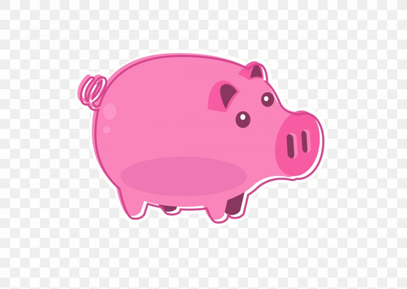 Domestic Pig Piglet Piggy Bank, PNG, 4566x3250px, Domestic Pig, Cartoon, Flat Design, Magenta, Nose Download Free