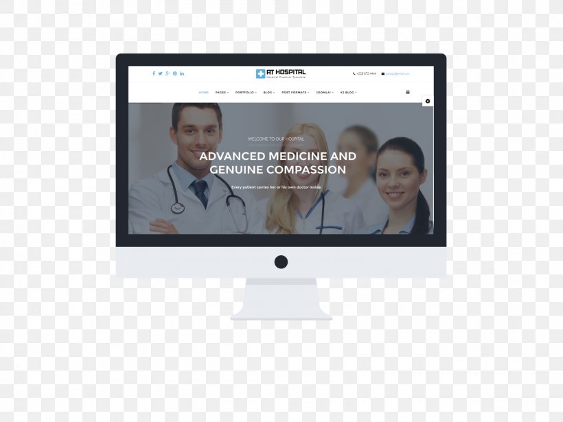 Responsive Web Design Template Joomla Medicine Hospital, PNG, 1600x1200px, Responsive Web Design, Bootstrap, Brand, Computer Monitor, Display Advertising Download Free
