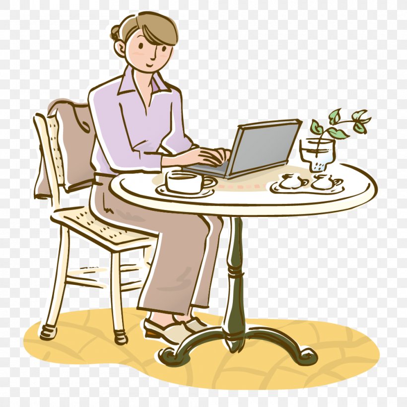 Laptop Computer Illustration, PNG, 1000x1000px, Laptop, Ac Adapter, Cartoon, Chair, Communication Download Free