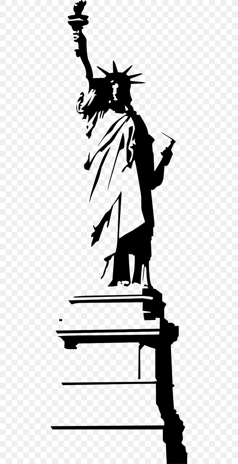 Statue Of Liberty Paris Sticker, PNG, 472x1600px, Statue Of Liberty, Art, Artwork, Black, Black And White Download Free