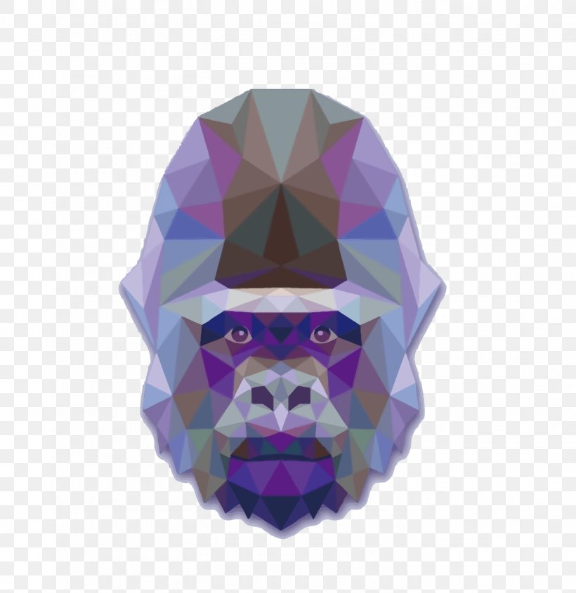Gorilla Geometry Tattoo Triangle, PNG, 1454x1500px, Gorilla, Animal, Geometry, Polygon, Purple Download Free