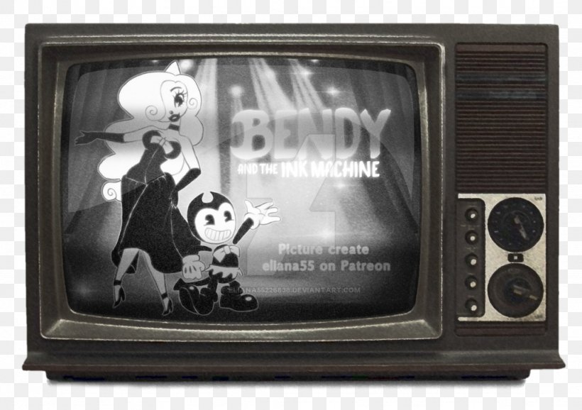 Television Set Bendy And The Ink Machine Television Show Fernsehserie, PNG, 1024x723px, Television Set, Bendy And The Ink Machine, Black And White, Display Device, Electronics Download Free