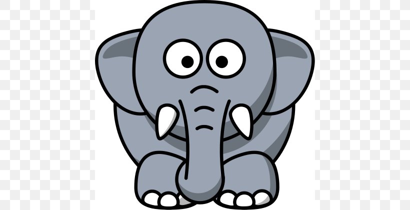 Elephant Cartoon Clip Art, PNG, 440x420px, Elephant, African Elephant, Artwork, Black And White, Blog Download Free