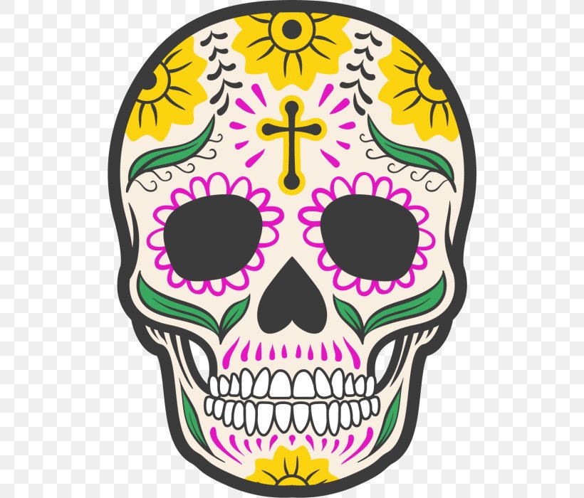 Calavera Day Of The Dead Skull Art Mexican Cuisine, PNG, 518x700px, Calavera, Art, Bone, Clothing, Culture Download Free