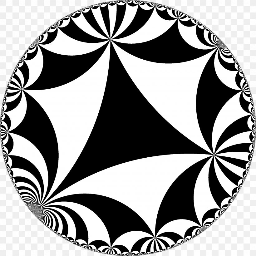 Hyperbolic Geometry Tessellation Hyperbolic Space Plane, PNG, 2520x2520px, Hyperbolic Geometry, Black, Black And White, Dimension, Flower Download Free