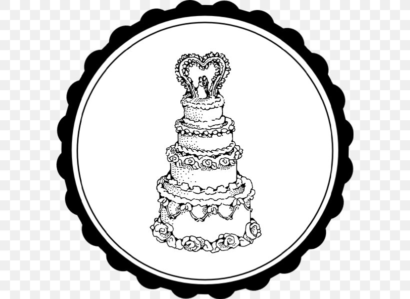 Wedding Cake Cupcake Drawing Clip Art, PNG, 594x597px, Wedding Cake, Area, Artwork, Birthday Cake, Black Download Free