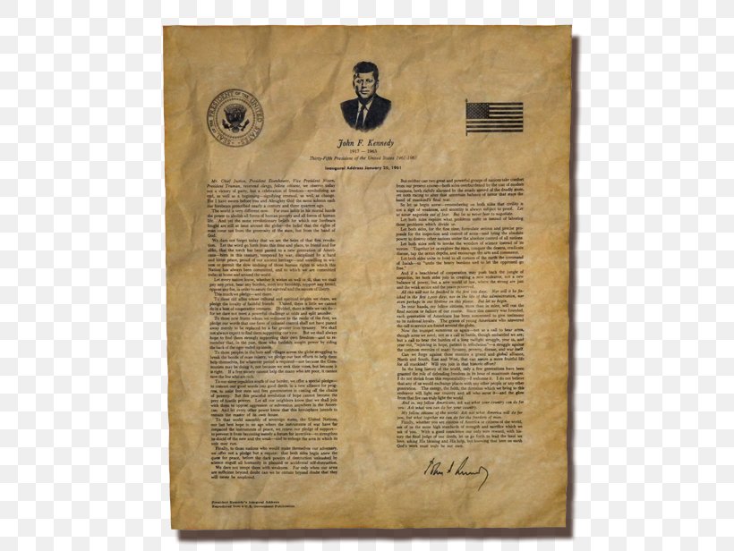 John F. Kennedy 1961 Presidential Inauguration Paper, PNG, 519x616px, Paper, Artifact, History, Inauguration, John F Kennedy Download Free