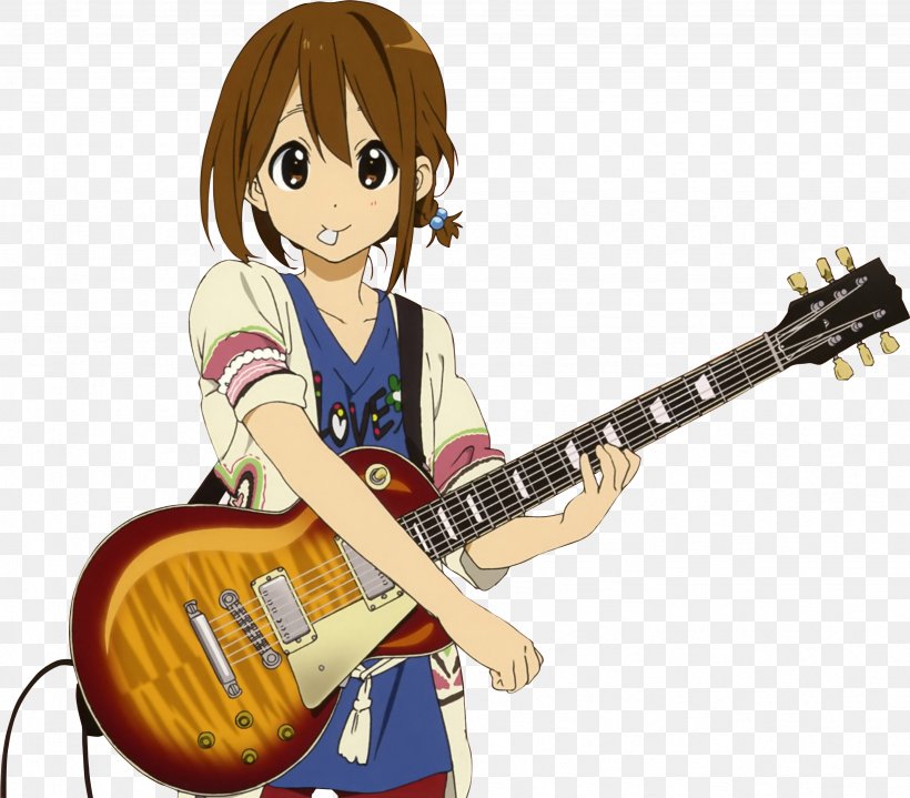 Yui Hirasawa Bass Guitar Electric Guitar K-On!, PNG, 2462x2160px, Watercolor, Cartoon, Flower, Frame, Heart Download Free