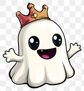 Cute Ghost - Cute Ghost With Crown PNG