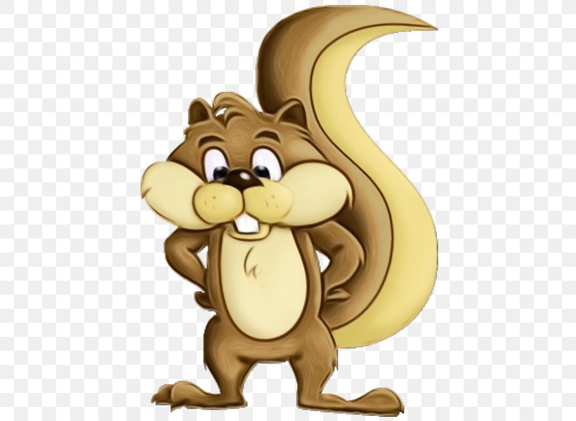 Cartoon Squirrel Animal Figure Animation Beaver, PNG, 600x600px, Watercolor, Animal Figure, Animation, Beaver, Cartoon Download Free