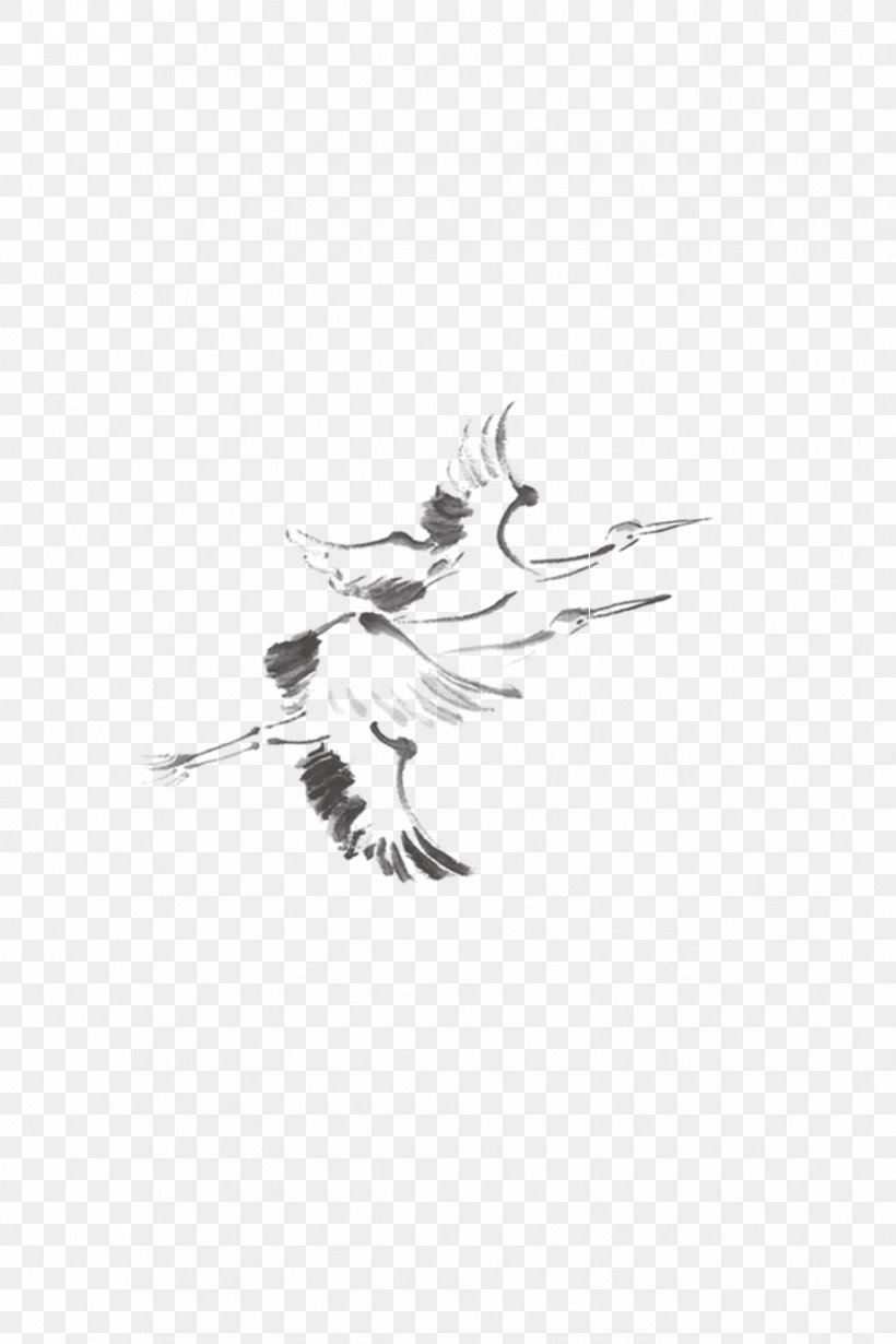 Red-crowned Crane Drawing Bird Ink Wash Painting, PNG, 878x1318px, Crane, Art, Artwork, Beak, Bird Download Free