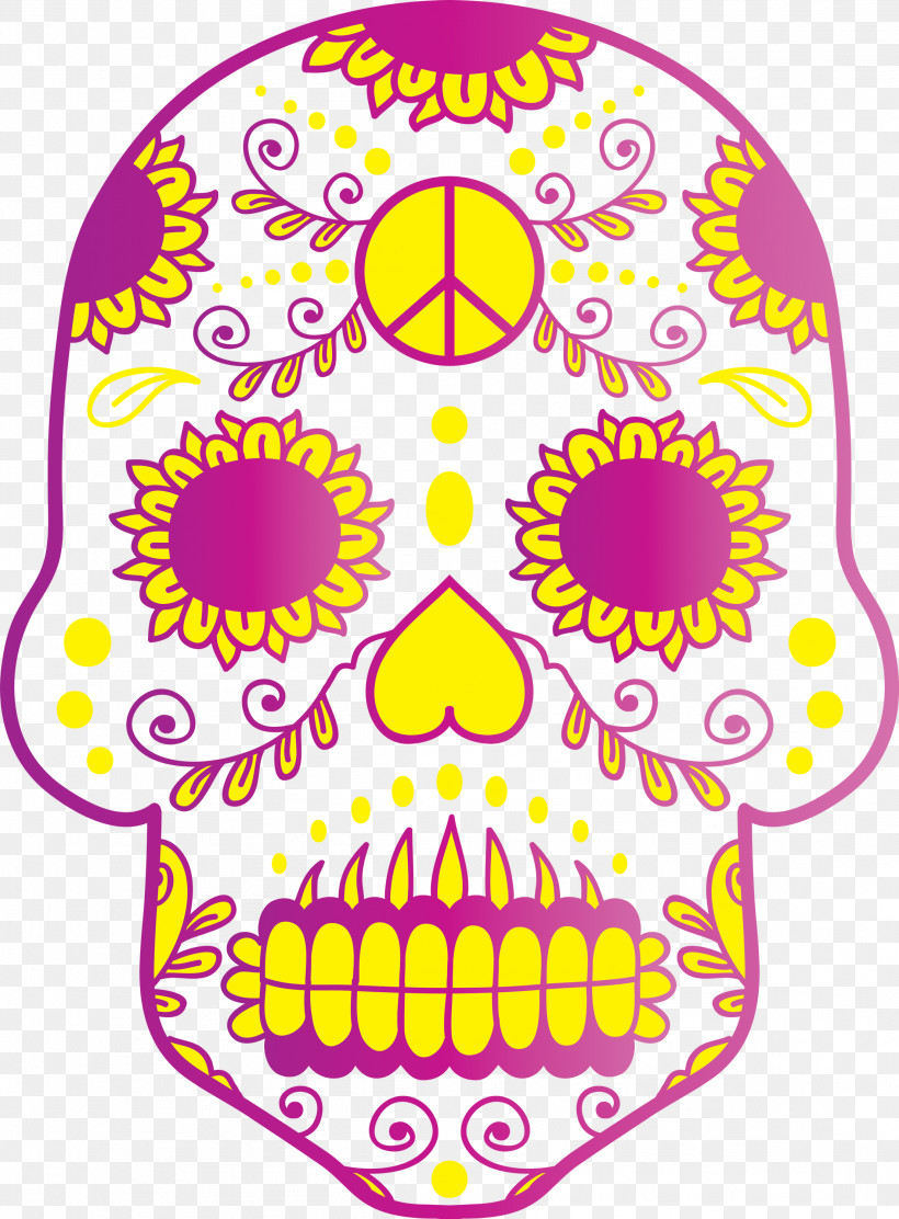 Sugar Skull, PNG, 2211x2999px, Sugar Skull, Area, Flower, Line, Meter Download Free