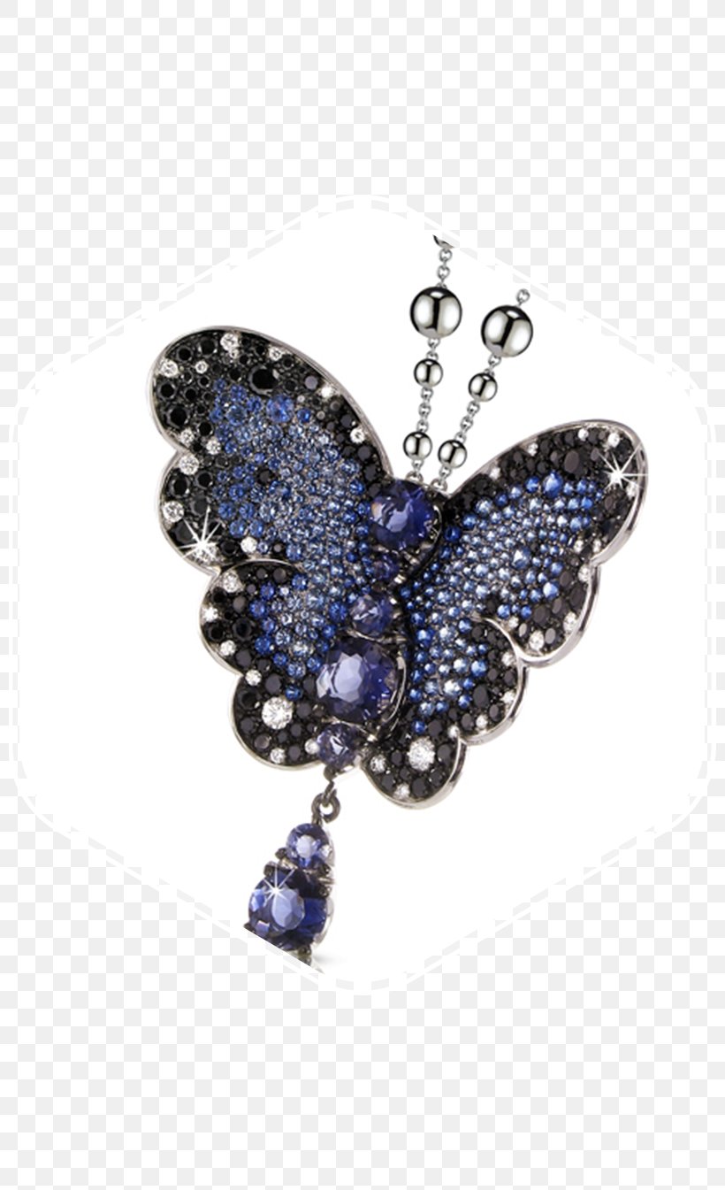 Butterfly Sapphire Earring Charms & Pendants Necklace, PNG, 800x1345px, Butterfly, Blue, Body Jewellery, Body Jewelry, Brooch Download Free
