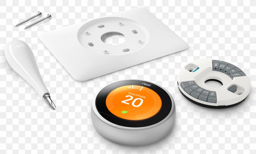 Nest Thermostat (3rd Generation) Nest Learning Thermostat Nest Labs Smart Thermostat, PNG, 1923x1160px, Nest Thermostat 3rd Generation, Central Heating, Electrical Wires Cable, Electronics, Hardware Download Free