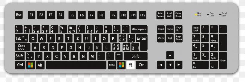 Computer Keyboard Numeric Keypads Space Bar Keyboard Layout QWERTZ, PNG, 2550x856px, Computer Keyboard, Brand, Computer, Computer Accessory, Computer Component Download Free