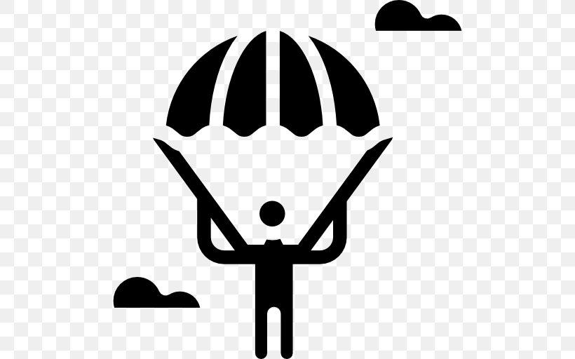 Paragliding Parachute Parachuting Sport Clip Art, PNG, 512x512px, Paragliding, Artwork, Black And White, Campsite, Gliding Download Free